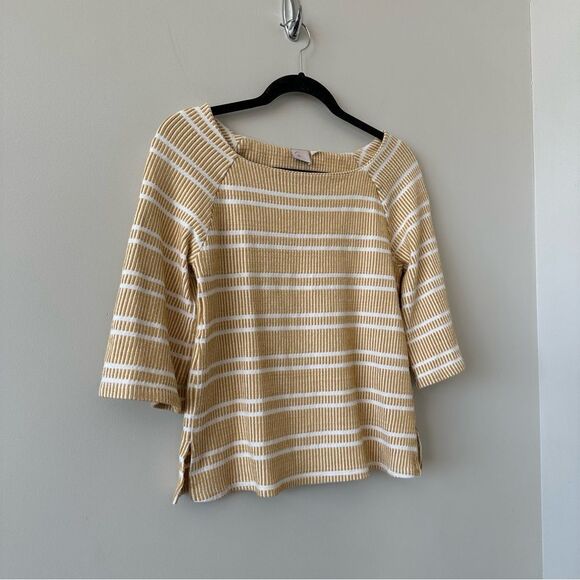 Anthropologie-Postmark Boat Neck 3/4 Sleeve Striped Top - Picture 6 of 10